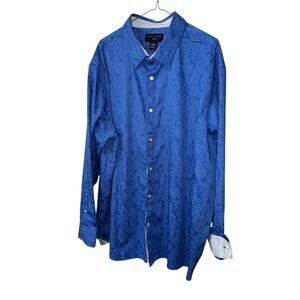 Shaq XLG/2XL Men’s Blue Paisley Dress Shirt Long Sleeve Big & Tall Button Front